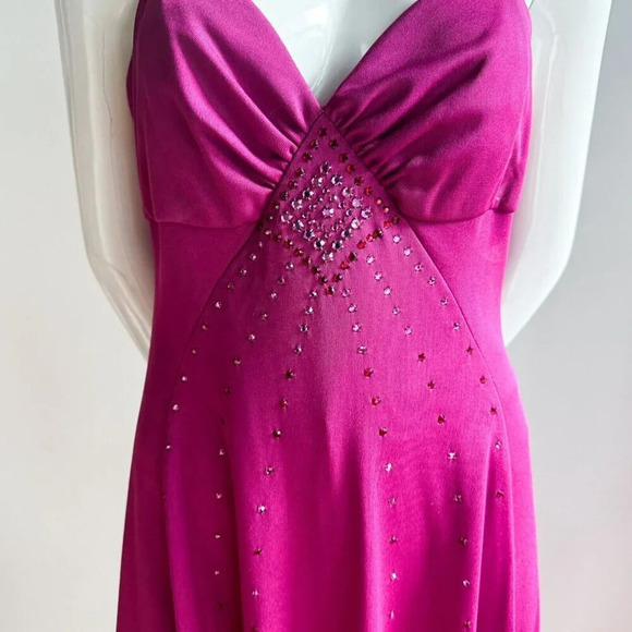 Vintage Lee Jordan Plum Purple 2  Piece Maxi Dress w Rhinestone + Coat M - Picture 3 of 10